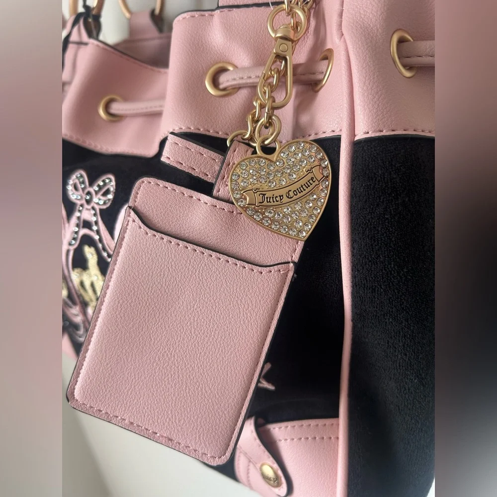 Juicy Couture black pink carriage Daydreamer Tote Bag